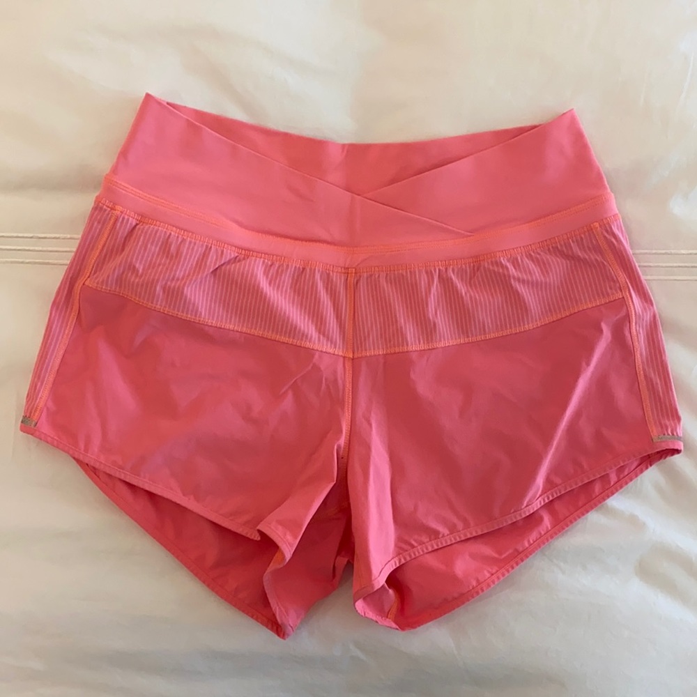 Lululemon Pace Shorts Pop Orange / Wagon Stripe